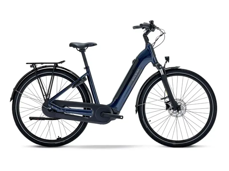 Raleigh Motus Hub Gear Low Step E-Hybrid Bike in Night Blue